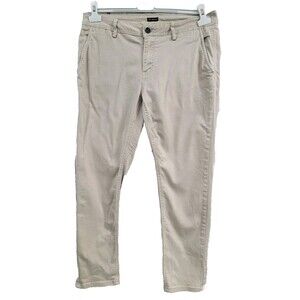 OLYMPVS Men's 34 x 30 Athletic Fit Chinos Khaki Pants Slim Leg Slacks Beige